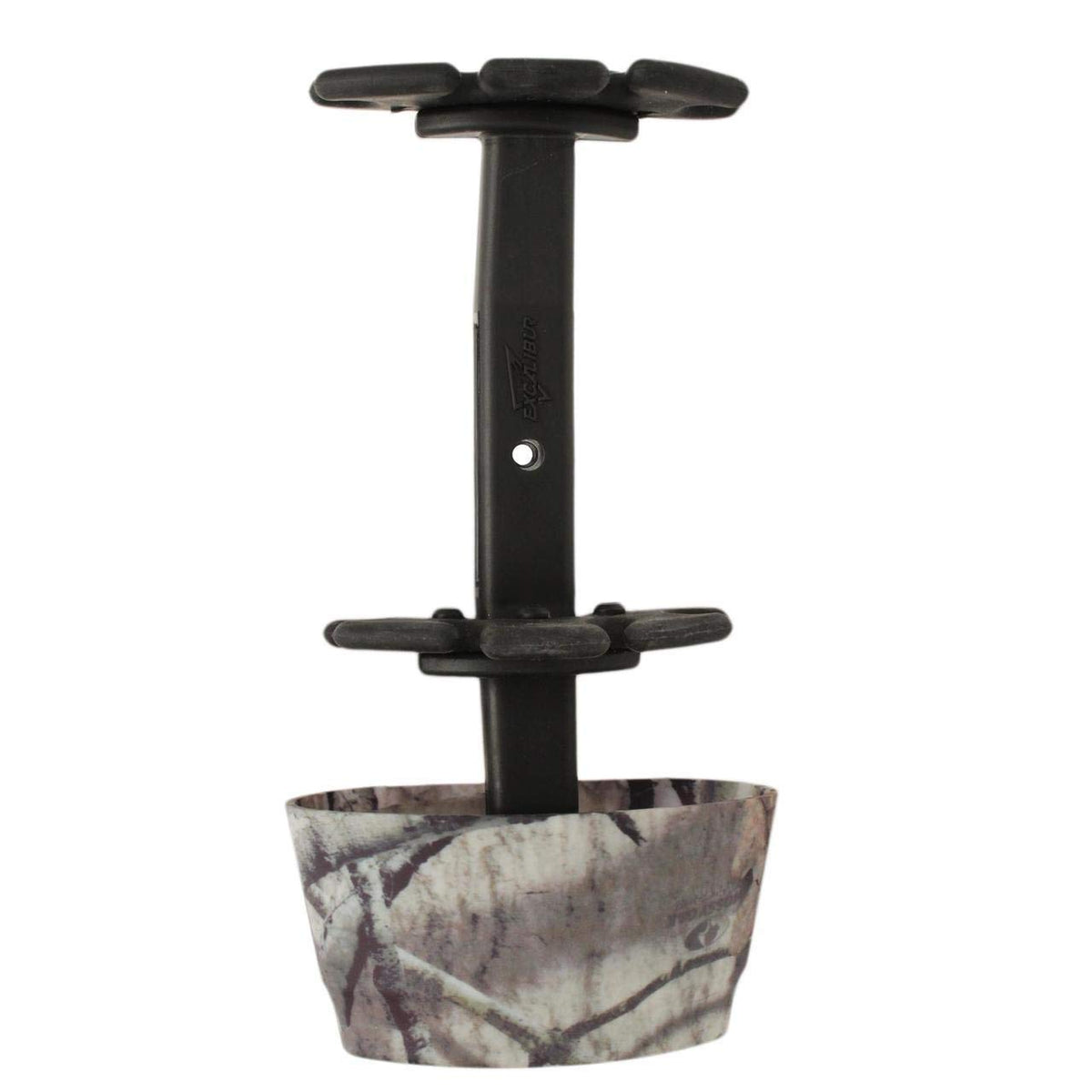Excalibur 4-arrow crossbow quiver hood closeup shows durable polymer hood for blade protection.