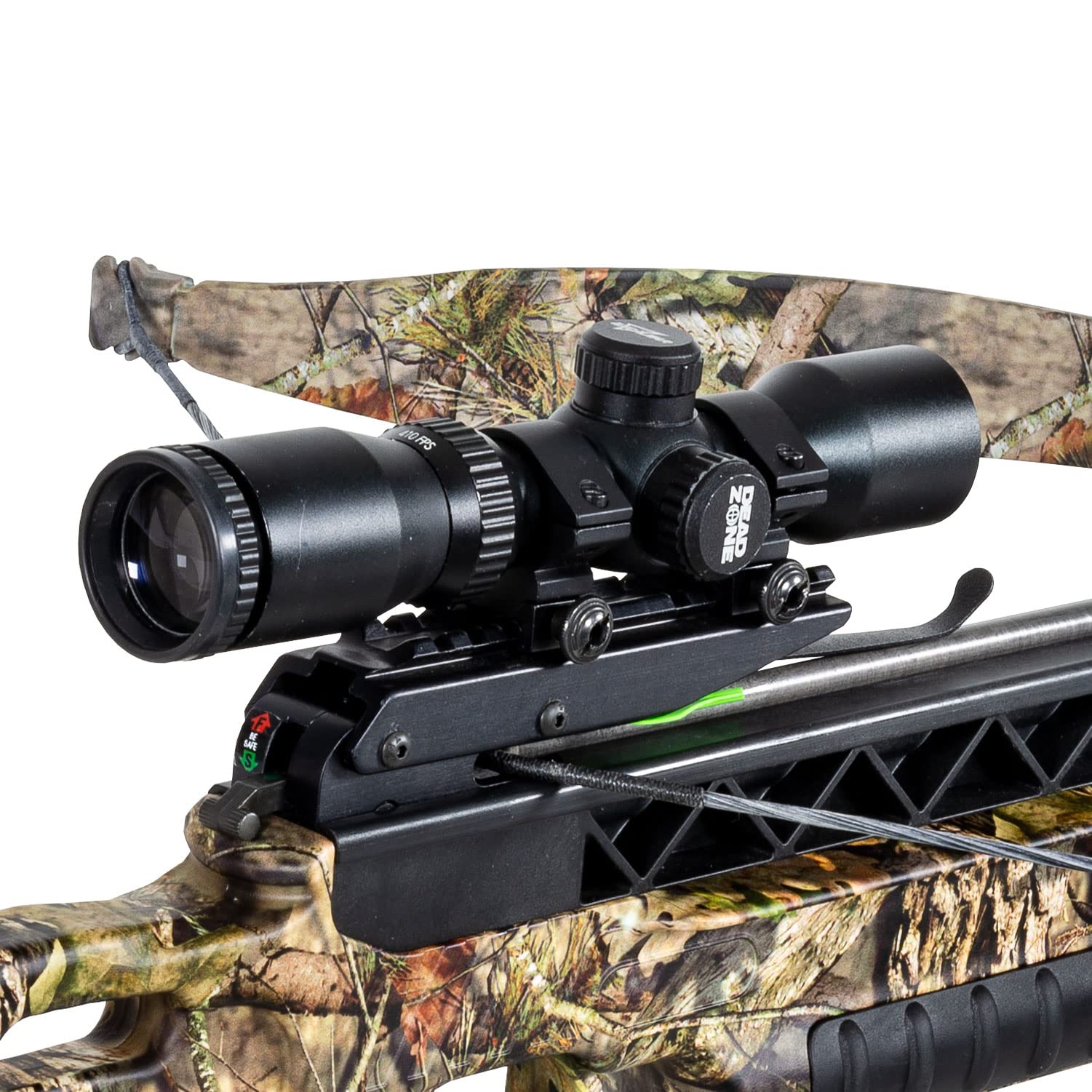 Excalibur Dead Zone scope adjustable velocity dial helps dial 300–410 FPS for trajectories.