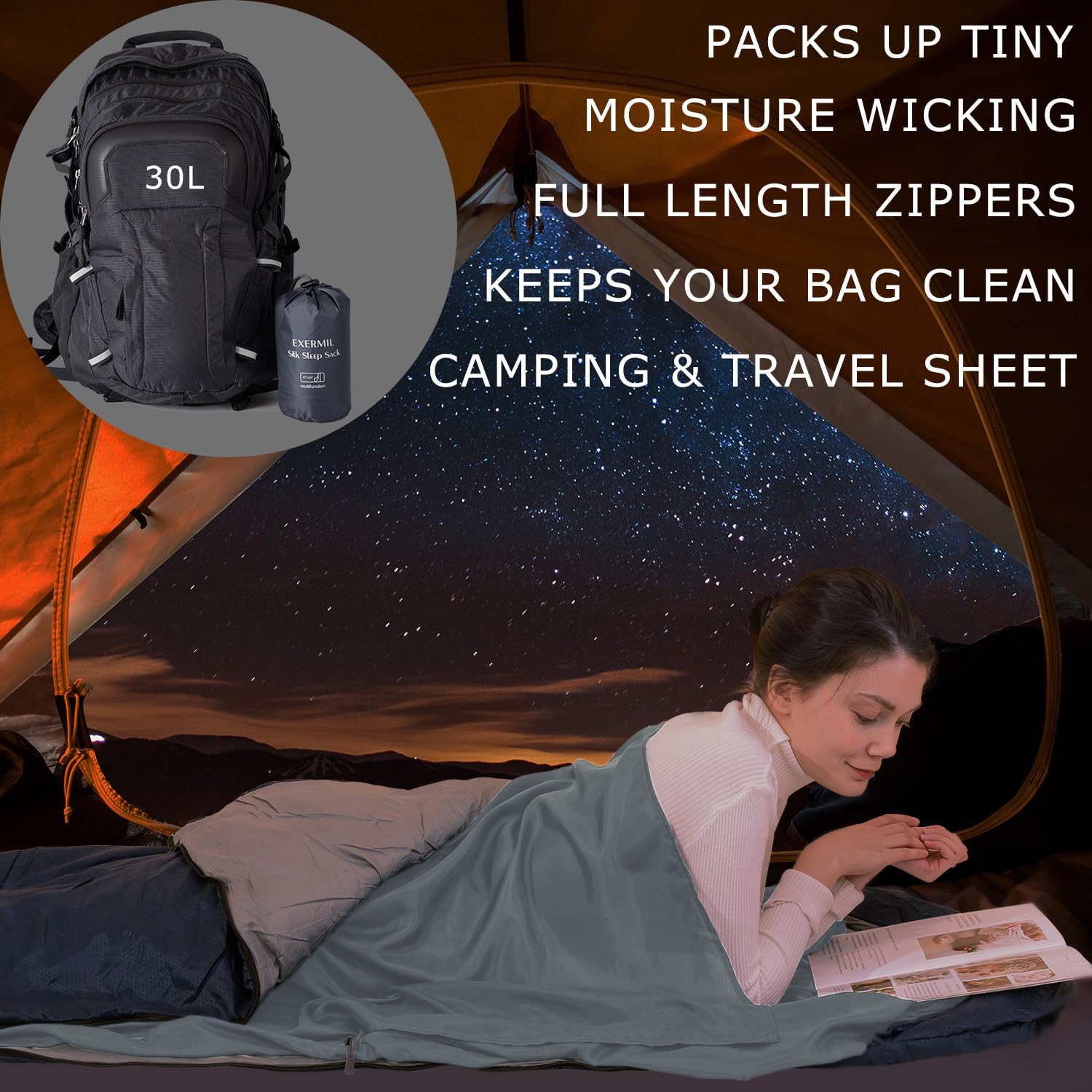 EXERMIL silk sleep sack French seams for durability