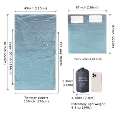 EXERMIL silk sleep sack roomy 87x43 inches for comfortable travel
