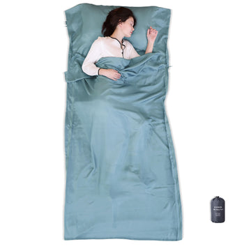 EXERMIL silk sleep sack with left, right, and bottom zippers for easy in-and-out
