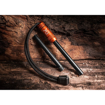 Exotac fireROD handle threading enables continuous fire-starts.