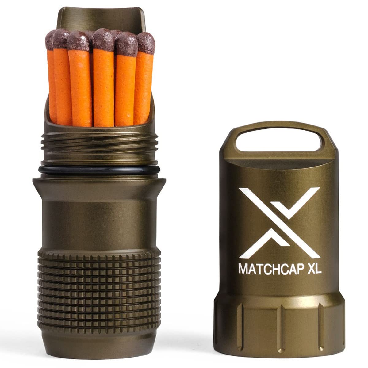 Exotac MATCHCAP XL waterproof case keeps matches dry for reliable fires outdoors.