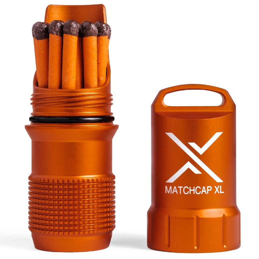 Exotac MATCHCAP XL waterproof container protects matches for camping and emergencies