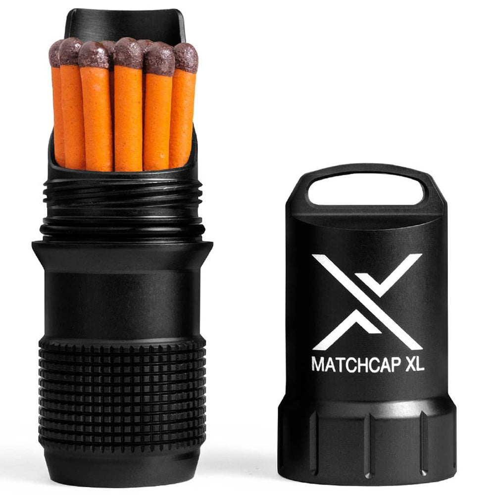 Exotac MatchCap XL waterproof container protects matches for reliable fire lighting