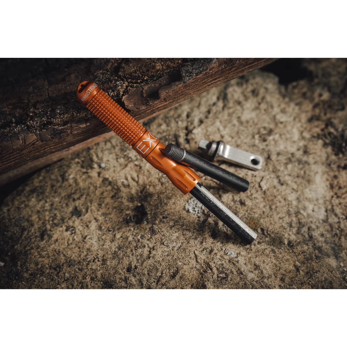 Exotac nanoSTRIKER XL replaceable ferro rod extends field use.