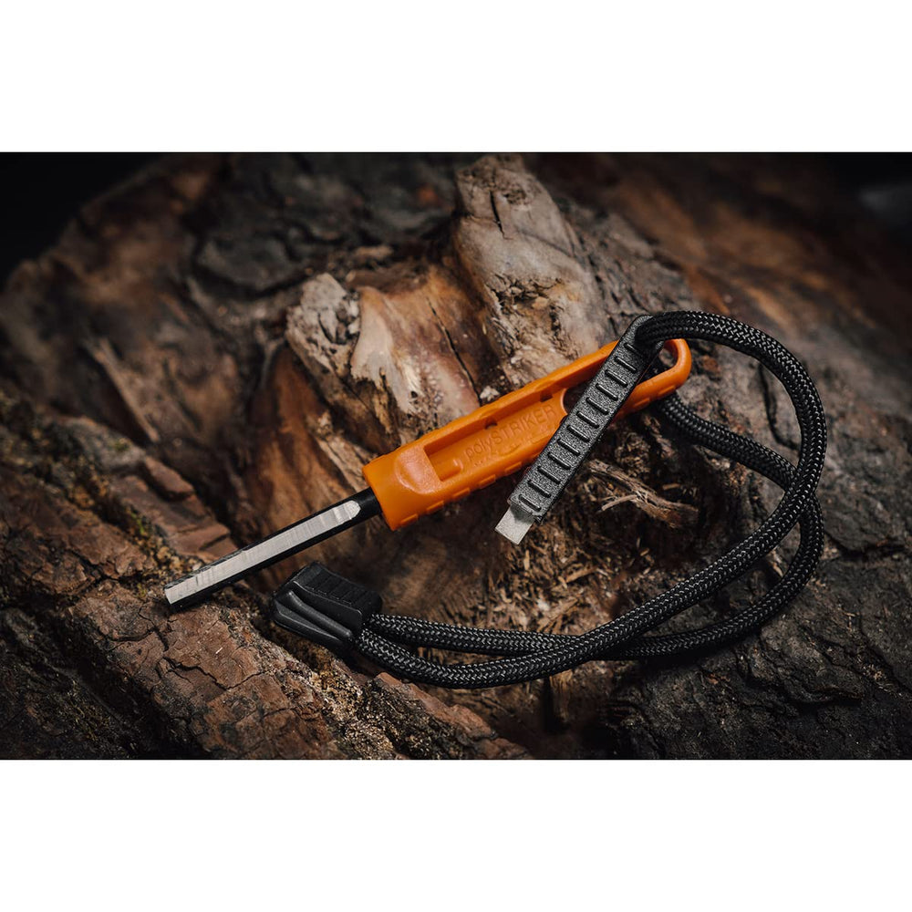 Exotac polySTRIKER waterproof orange-black design protects sparks in wet conditions