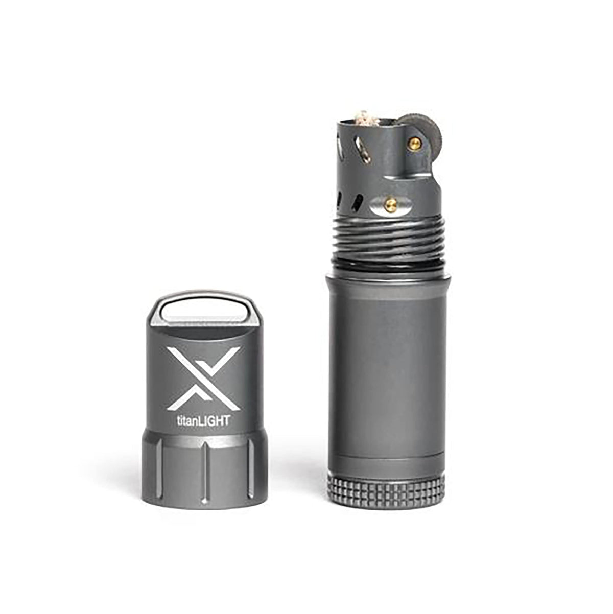 Exotac TitanLight gunmetal main unit ready for outdoor ignition