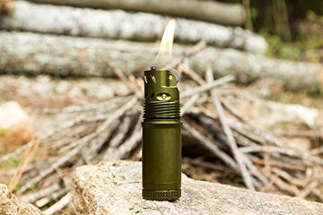 Wick area detail of Exotac TitanLight with wear caution note
