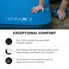 Exped DeepSleep Mat Single MW top-up pump in use for adjustable firmness.