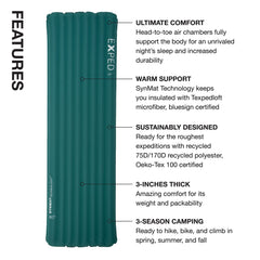 Exped Dura 3R SynMat technology insulation provides warmth in cool three-season nights