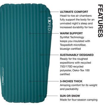 Exped Dura 5R pumpbag self-inflation reduces setup effort and moisture.