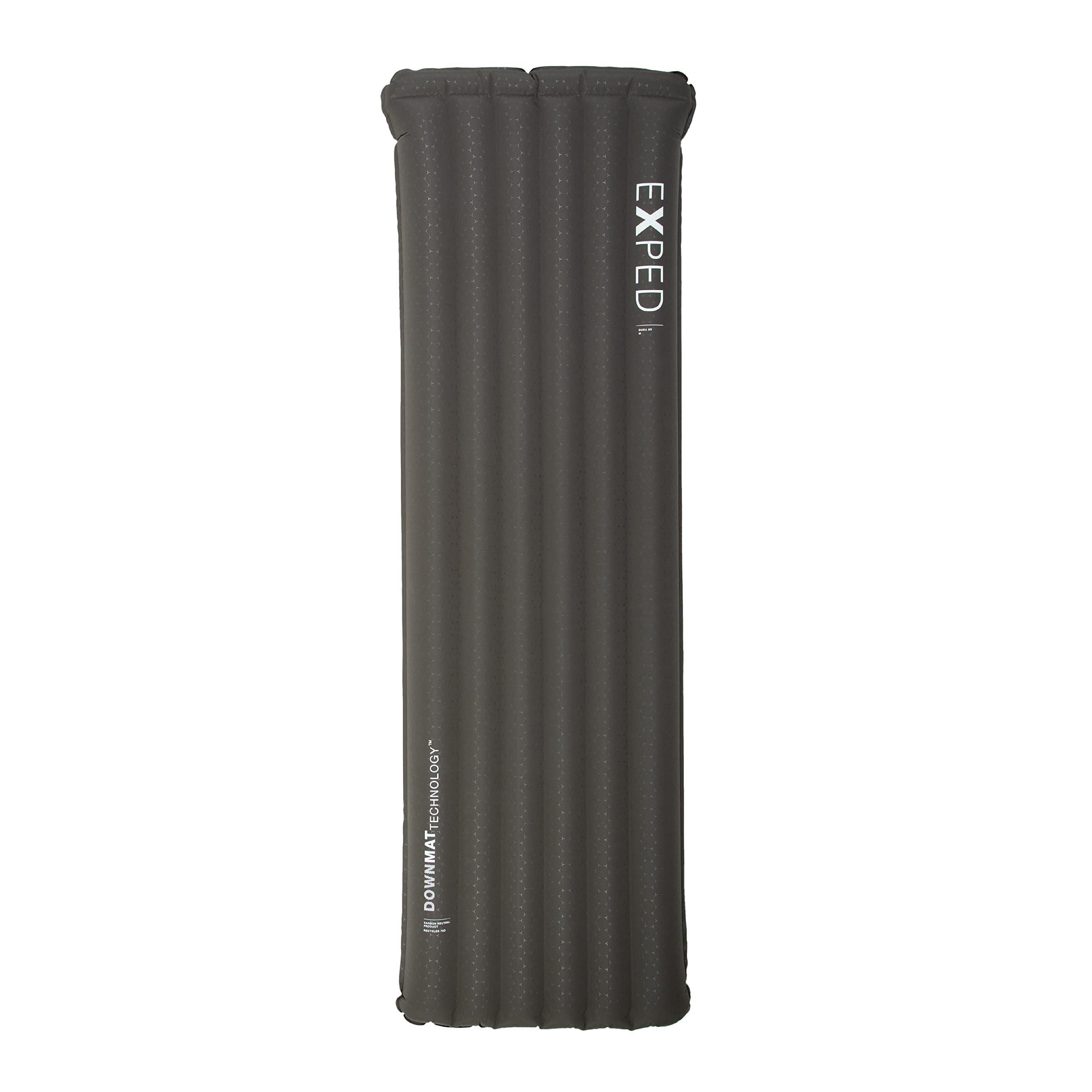 Exped Dura 8R charcoal top view shows full-length air chambers for comfort.