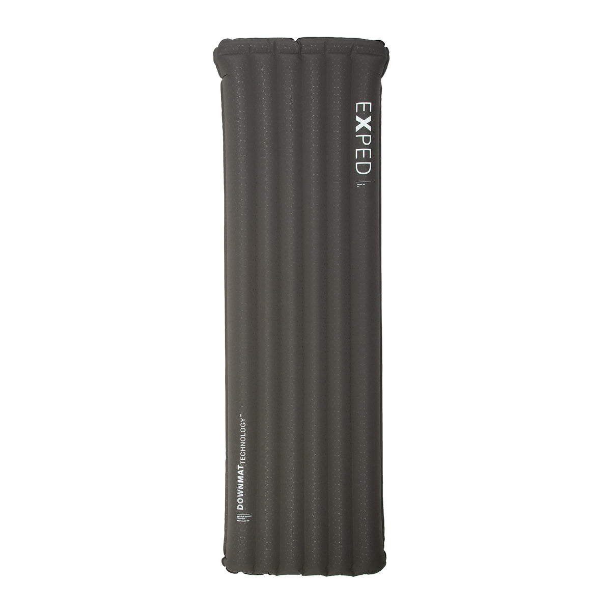 Exped Dura 8R charcoal top view shows full-length air chambers for comfort.