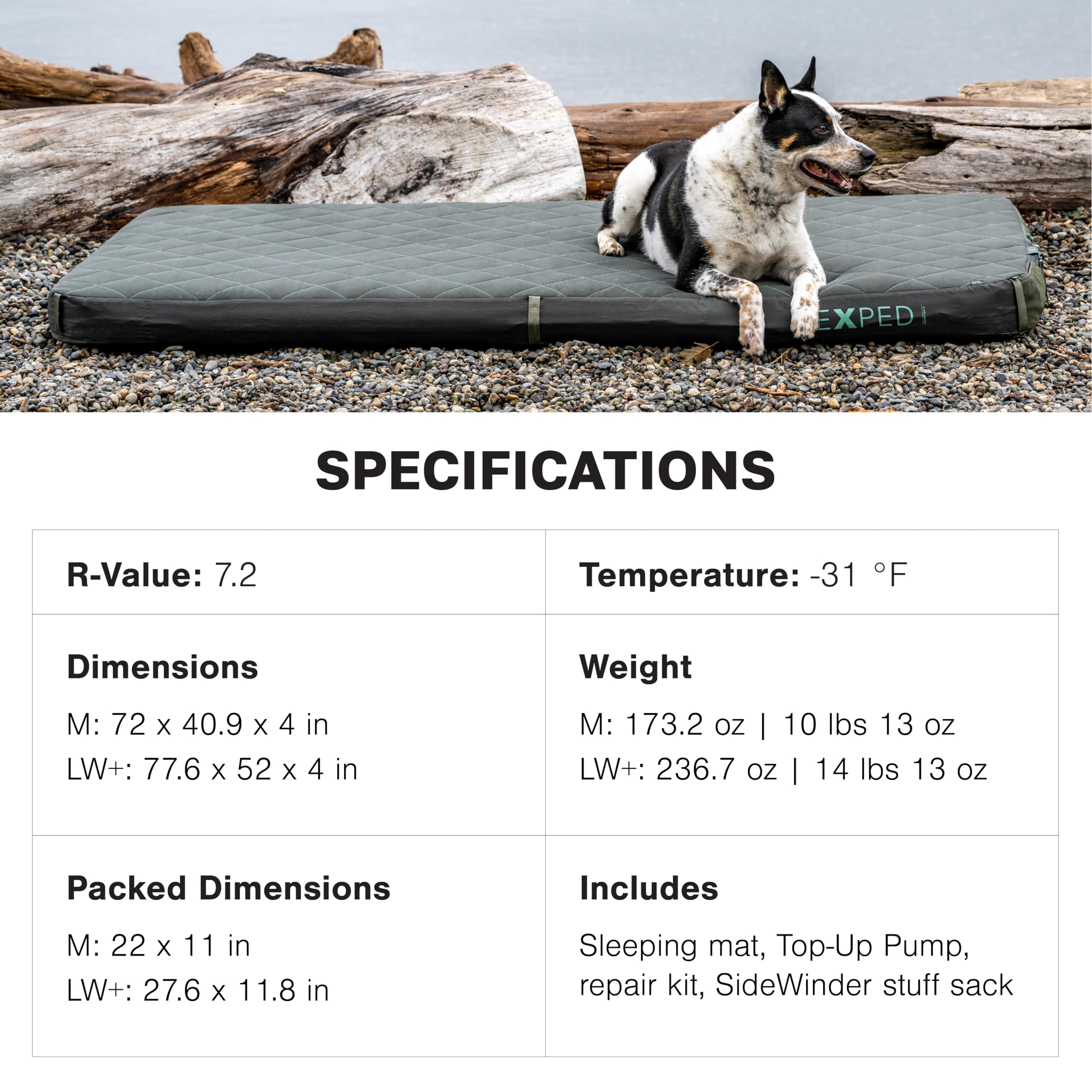 Exped LuxeMat Duo LW+ side pockets and handles for gear organization