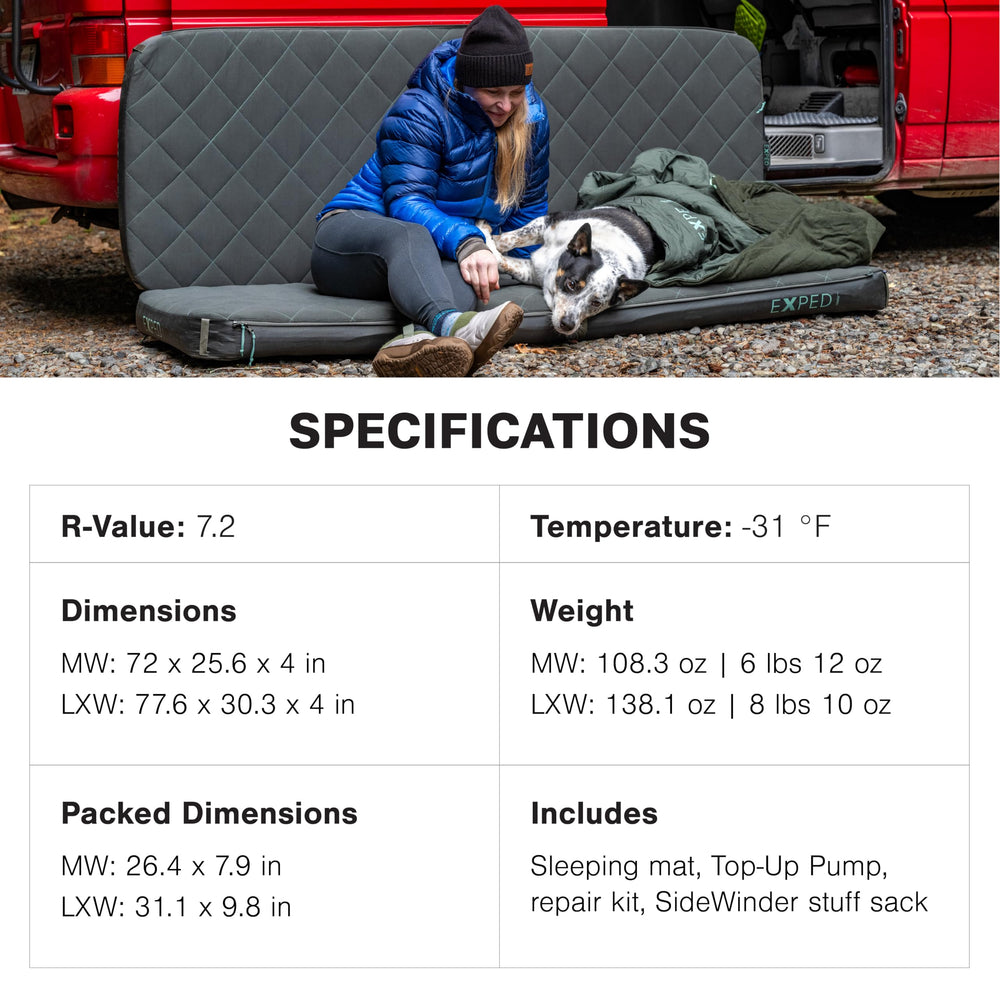 Exped LuxeMat Single MW versatile tent pad for cozy sleeping arrangements.