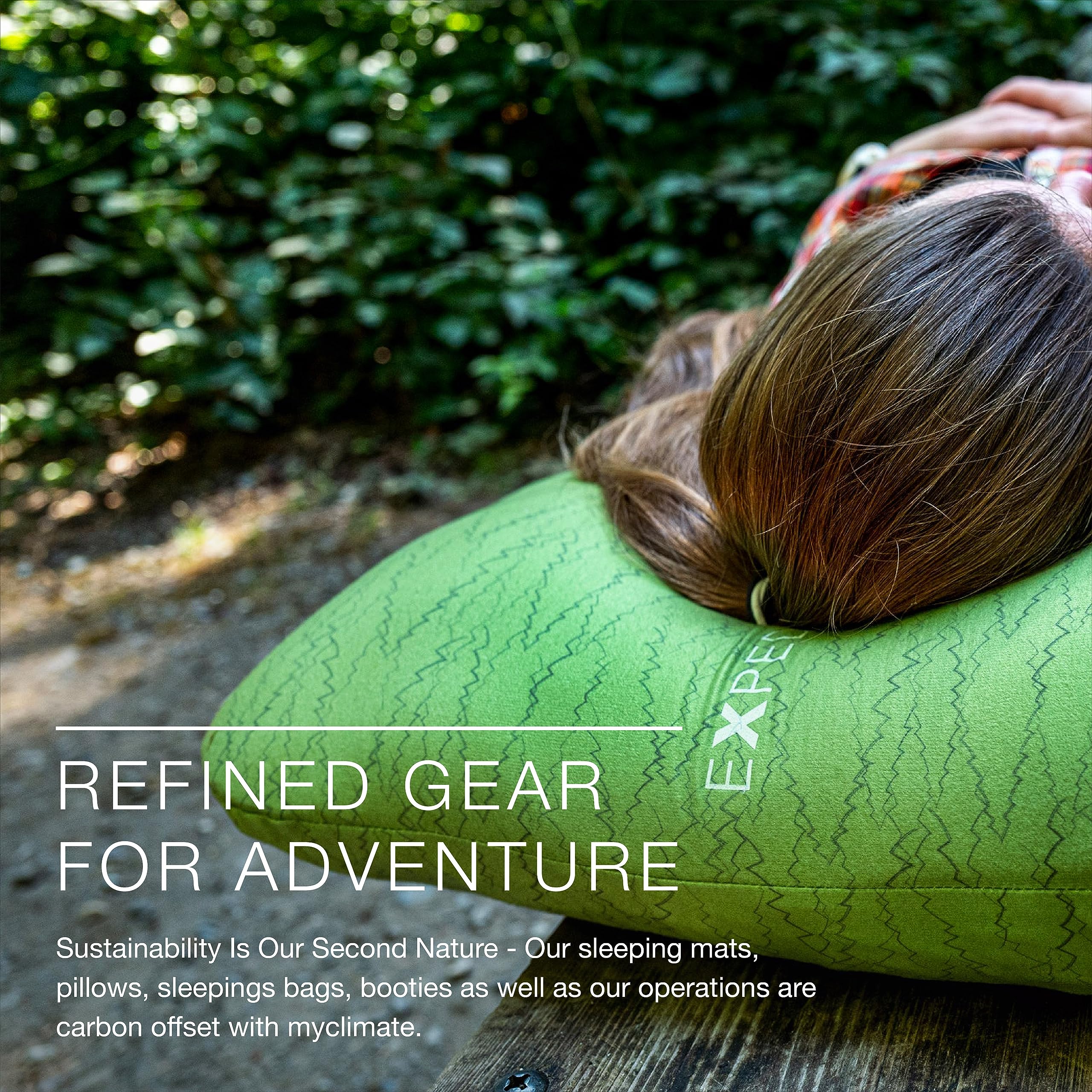 Exped Trailhead Pillow large fabric closeup emphasizes breathable, cozy texture for better sleep outdoors.