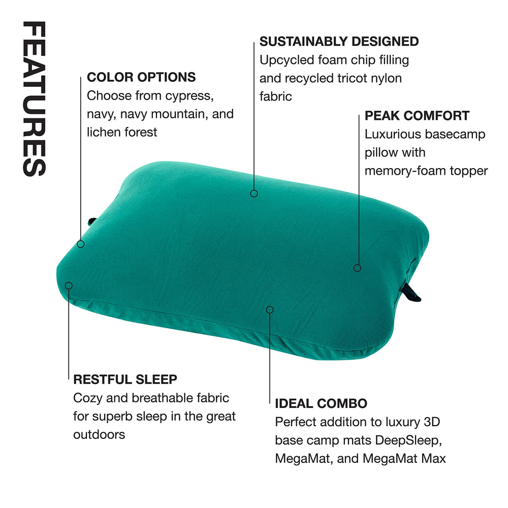 Exped Trailhead Pillow large in pack demonstrates compact travel-friendly size for easy carry.