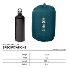 Exped Trailhead Pillow large side profile highlights memory foam support on uneven terrain.