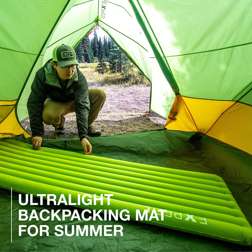 Exped Ultra 1R air mat full-coverage sleeping surface offers comfortable summer nights.