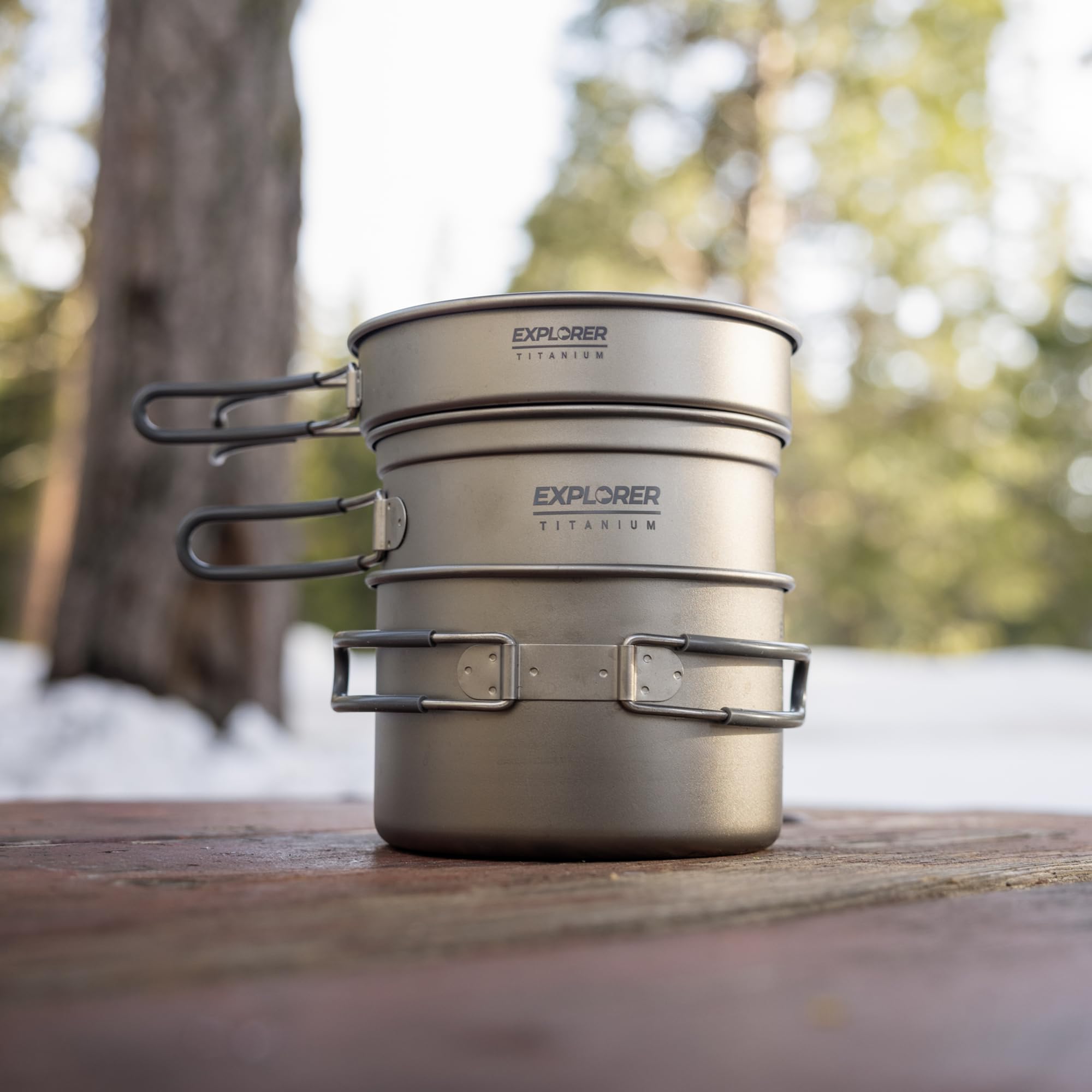 Explorer Bear titanium pots set ideal for backpacking cooks
