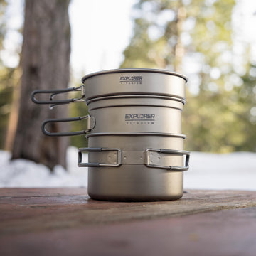 Explorer Bear titanium pots set ideal for backpacking cooks