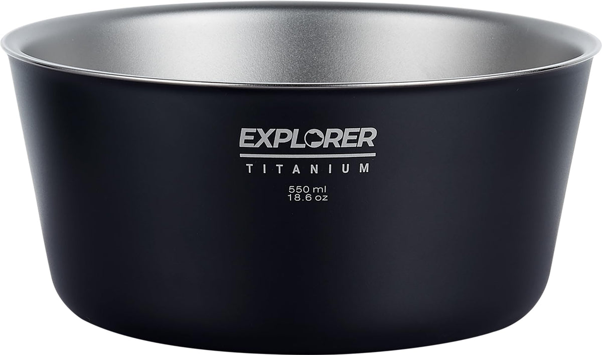 Explorer Bear black titanium bowl inside view highlights durable, food-grade construction for meals