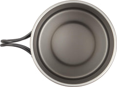 Smooth titanium surface of Explorer Bear cup cleans quickly after meals.