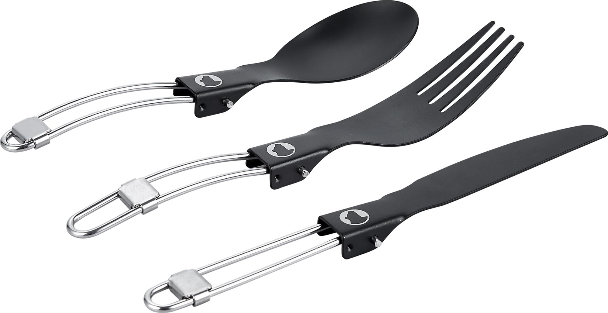 Explorer Bear foldable fork in titanium for sturdy outdoor eating.