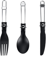 Explorer Bear foldable spoon in titanium for lightweight trail meals.