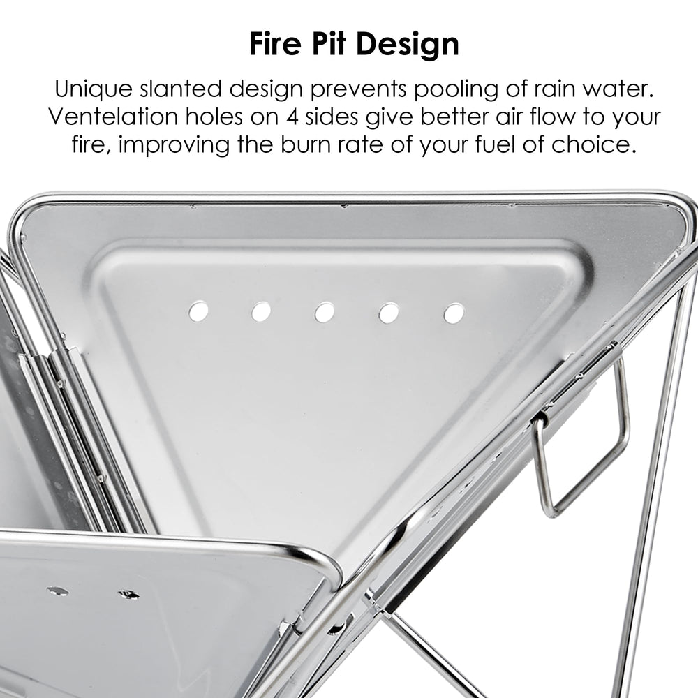 Explorer Bear Takibi foldable fireplace folds away for compact storage after use.