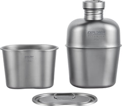 Explorer Bear titanium canteen 1100ml on rugged trail for extended hydration