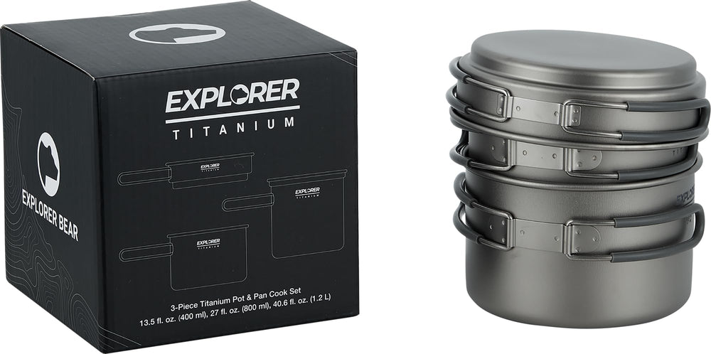Explorer Bear 400ml titanium pot for compact solo meals