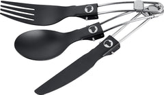 Explorer Bear titanium utensils set shown in compact design for easy packing.