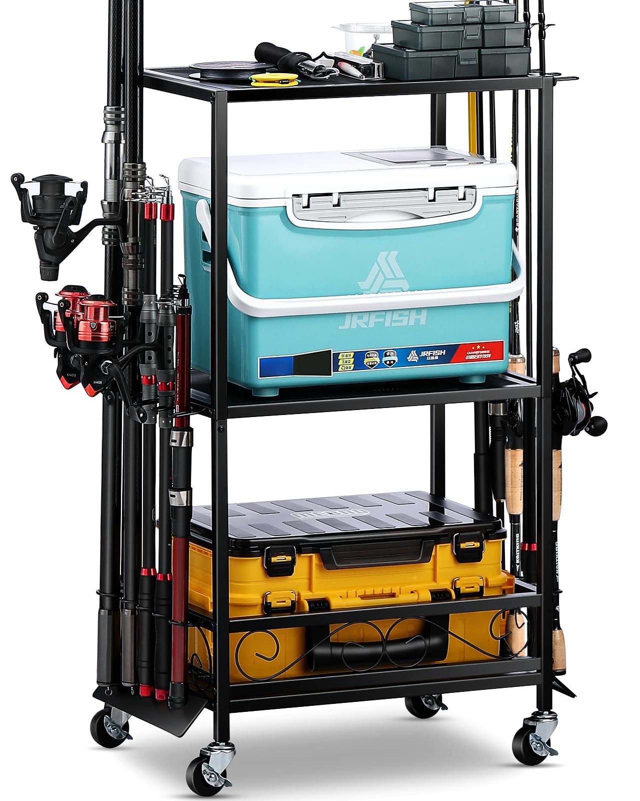 EXTCCT Fishing Rod Holder front view with 10-rod capacity