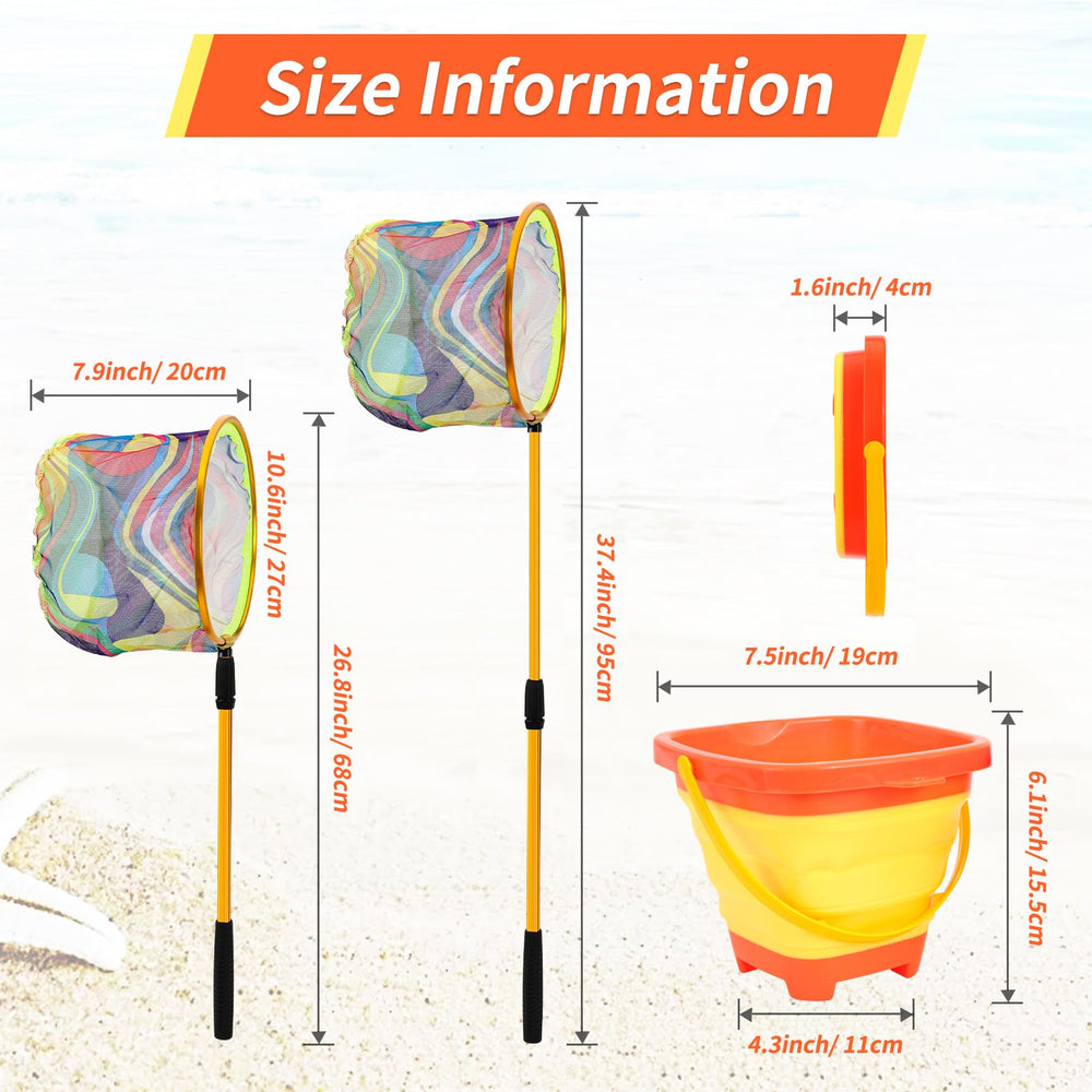 Extendable handle on kids fishing net