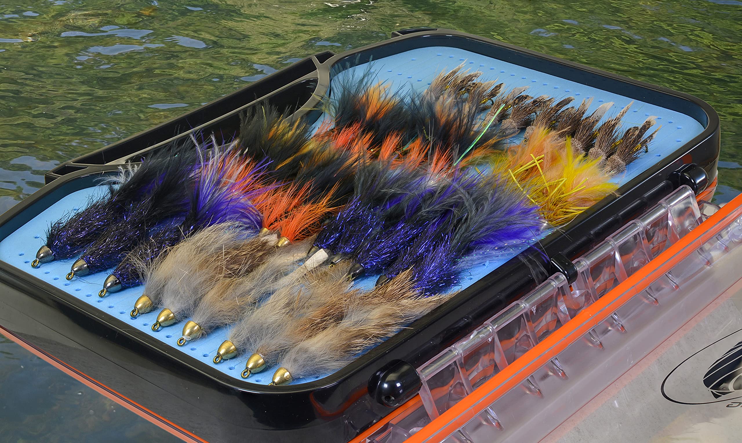 Interior view showing 424 slots for streamers to nymphs on the fly box