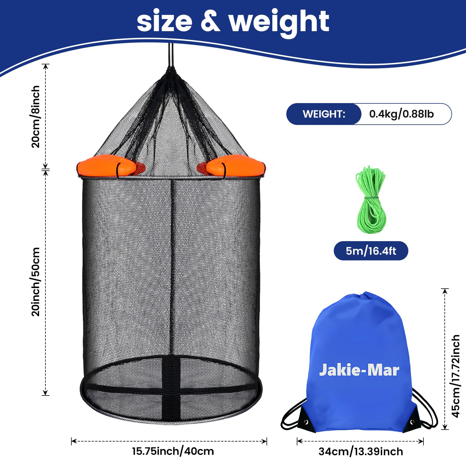 Extra-large rubber floating fish basket for live catch (16x24 inches)