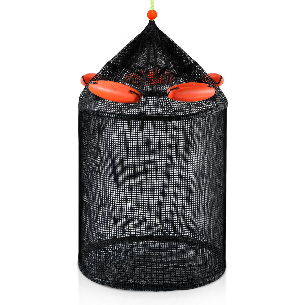 Extra large foldable floating fishing basket with orange floats