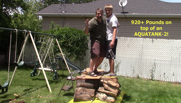 AQUATANK-2 lightweight bladder demonstrates easy portability for camping trips.