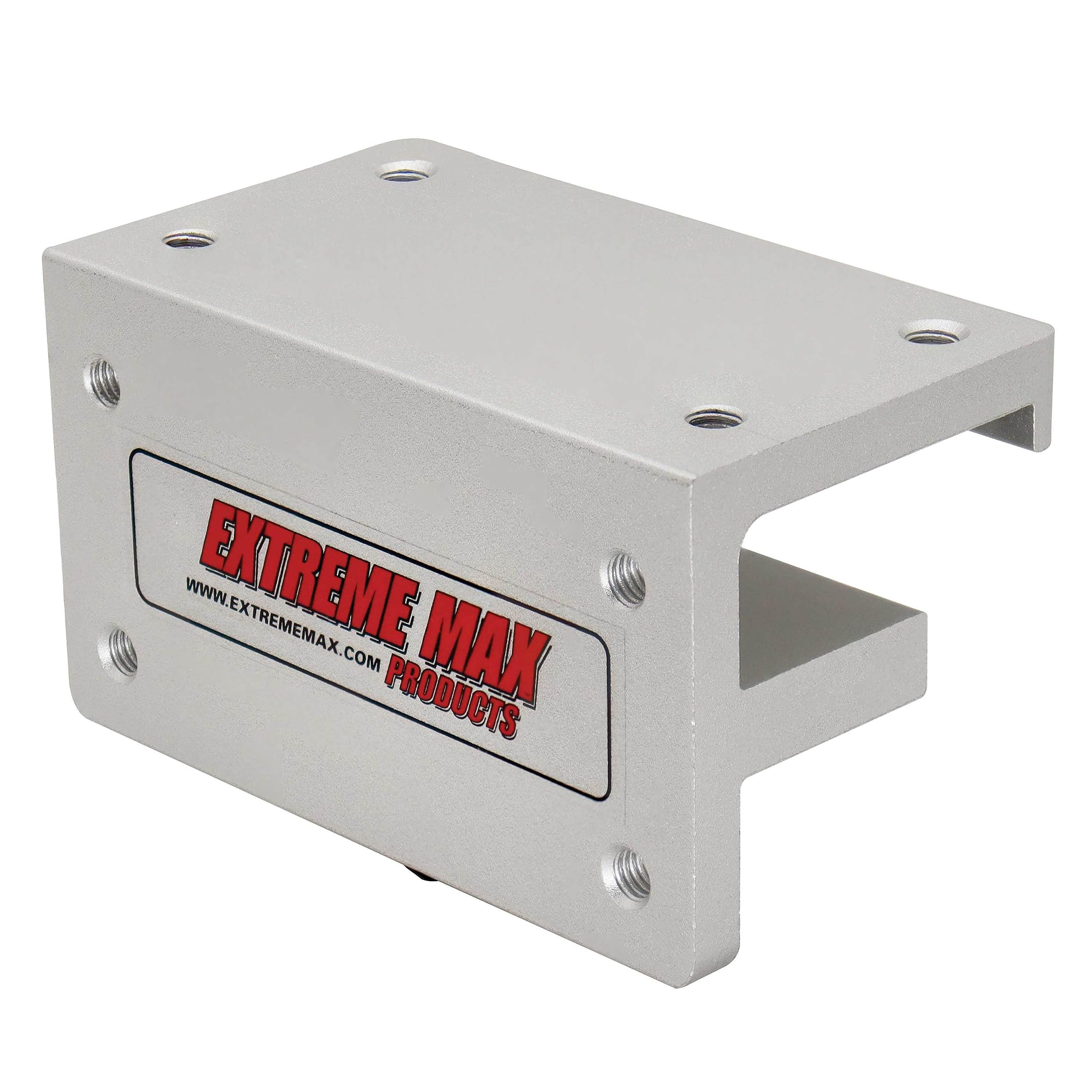 Extreme Max 3005.4272 rod holder-alumatrac bracket side view on rails, secure grip.