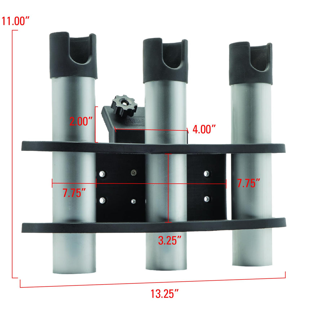 Black finish blends with boats while keeping gear within reach.