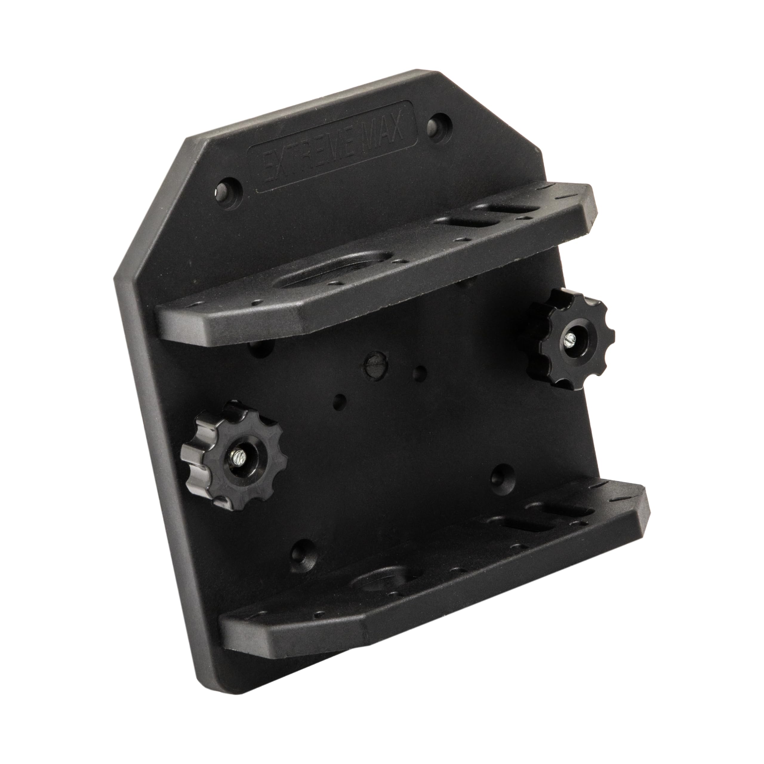 Extreme Max fishing tool holder mounted on 90-degree Lund Sport Track for organized gear