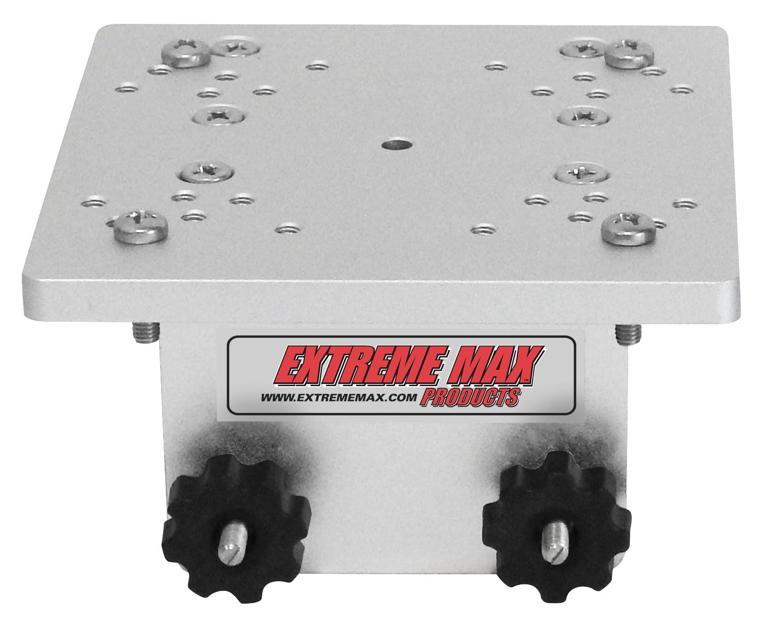 Exploded-view style image shows tool-free repositioning of Extreme Max downrigger mount.