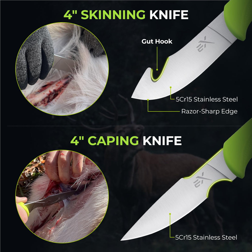 Extremus KastKing field dressing kit glow-handles illuminate low-light hunting tasks.