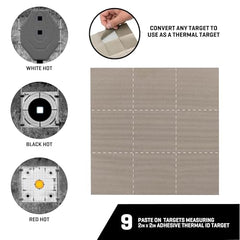 Adhesive paste-on target being applied to a backer