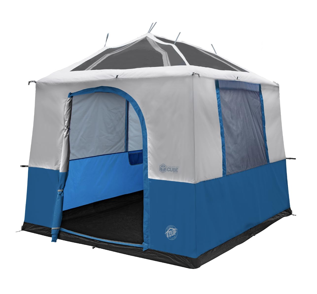 E-Z UP Camping Cube Sport angled-leg conversion for camping tent setup.