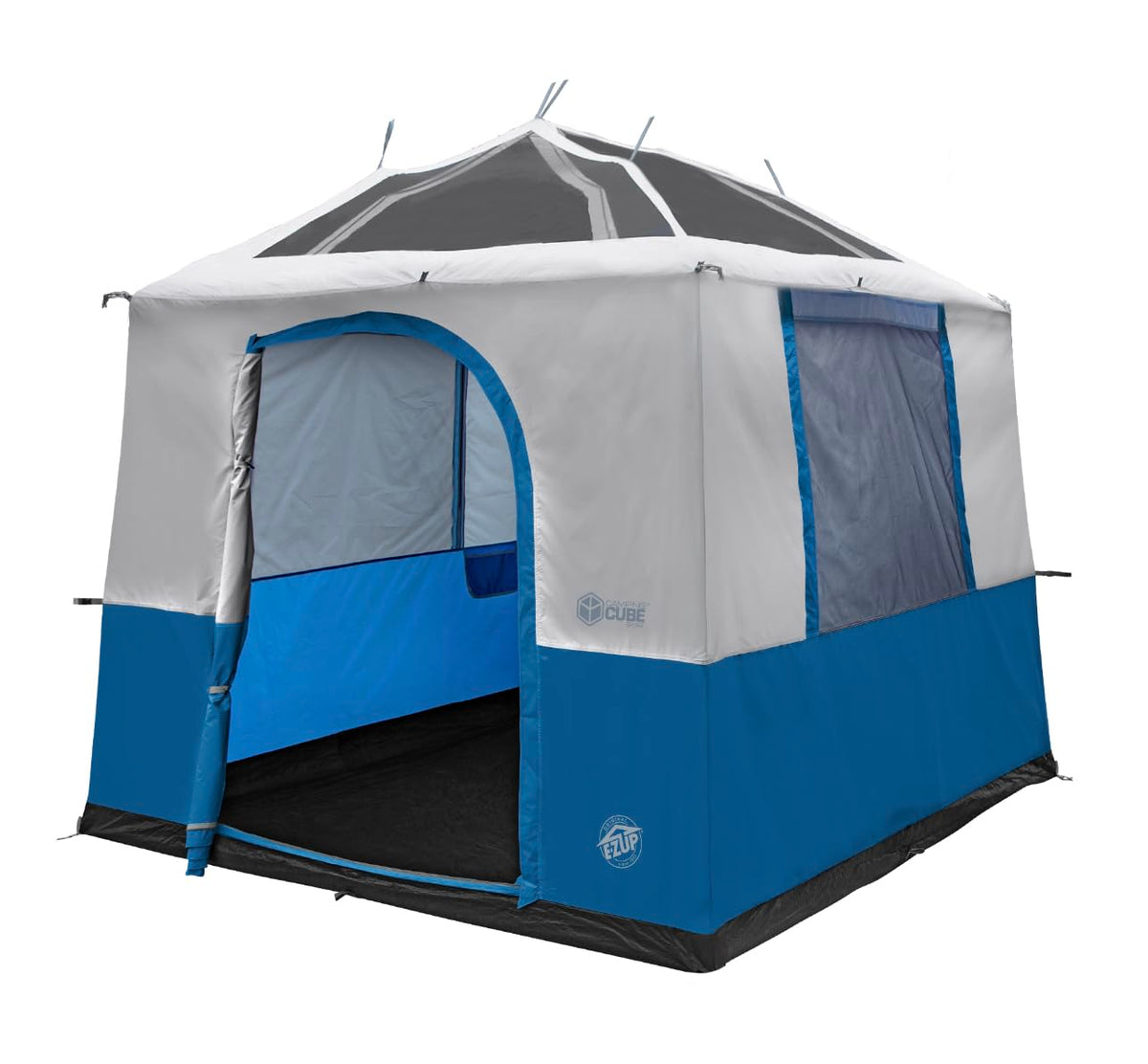 E-Z UP Camping Cube Sport angled-leg conversion for camping tent setup.