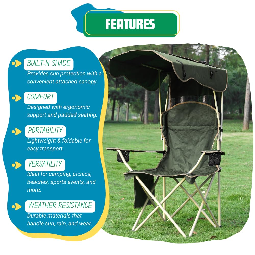 EZONE easy-fold design for stable setup on grass or sand.
