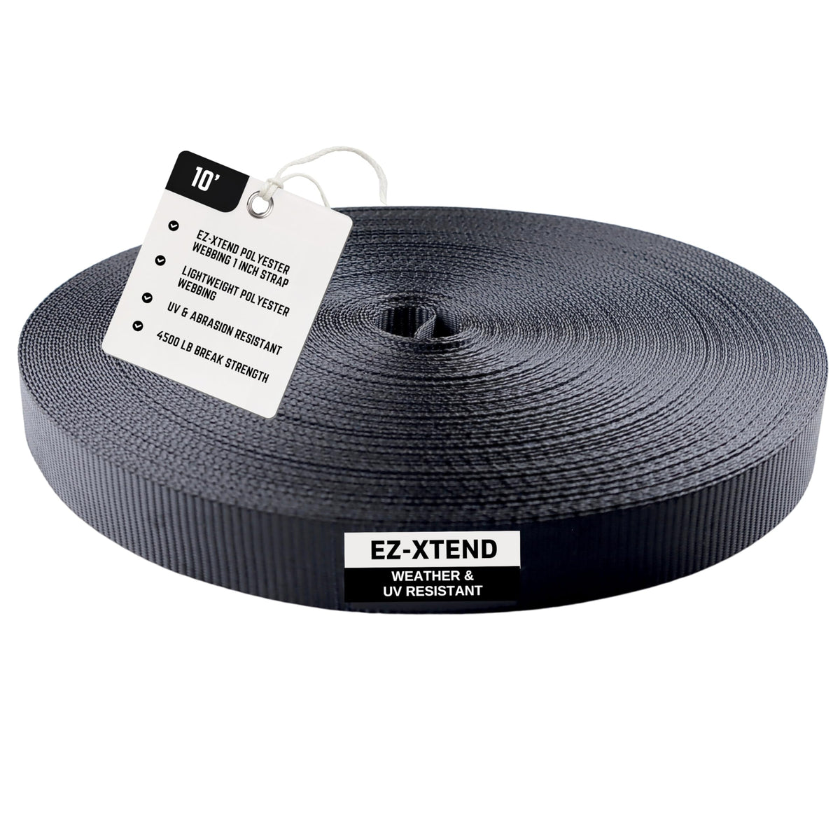 EZ-Xtend 1-inch polyester webbing roll offers high strength and UV resistance for outdoor gear.